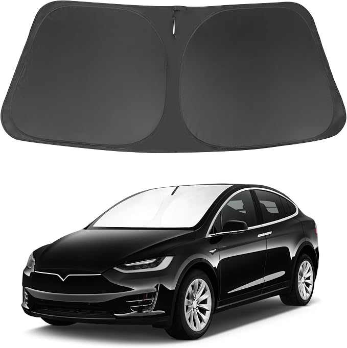 Windshield Sun Shade for 2016-2026 Tesla Model X Accessories | Full covered for windshield, Foldable & Durable, Block UV Rays, Reduce Heat, Easy to install, Keep Car Cooler by LHFLIVE