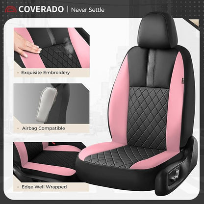 Coverado Car Seat Covers Full Set, Automotive Front and Rear Seat Covers with Backrest, Nappa Leather Car Seat Protectors Waterproof, Universal for Most Vehicles - Image 3