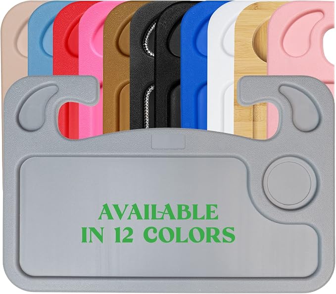 lebogner Steering Wheel Tray, Car Tray for Eating, Hook On Steering Wheel Desk for Food, Laptop and Car Accessories, Car Road Trip Must Haves Gadgets Car Table (Grey) by lebogner