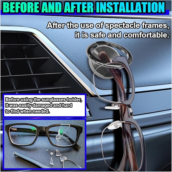 Sunglass Holder for Car Dash, Metal Auto Dashboard Eyeglass Holder Hook, Universal Vehicle Interior Hanger Accessories for Car, Home, Boat, RV, Truck, Office, Phone (Black, 2PCS) - Image 5