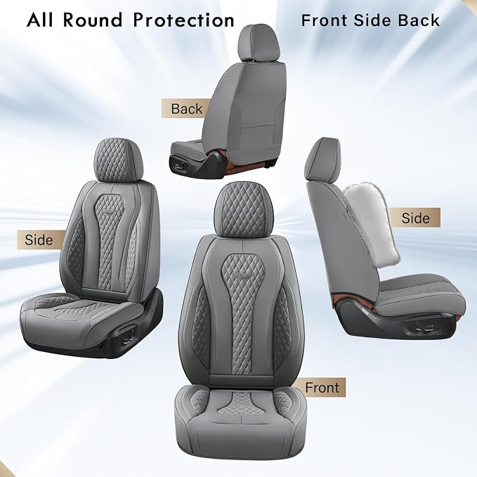 Coverado Automotive Seat Covers, Car Seat Covers 2 Seats, Gray Car Seat Cover, Driver Seat Covers, Front Car Seat Covers Car Seat Protector Universal Fit Most Cars - Image 5