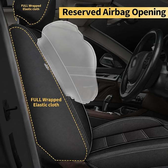 IKABEVEM Car Seat Covers for Forester 2007-2026 Full Set(5 Seats) | Luxury Fuax Leather, Waterproof, Airbag Compatible, Easy to Install, Scratch‑Resistant Seat Protection, Black - Image 4