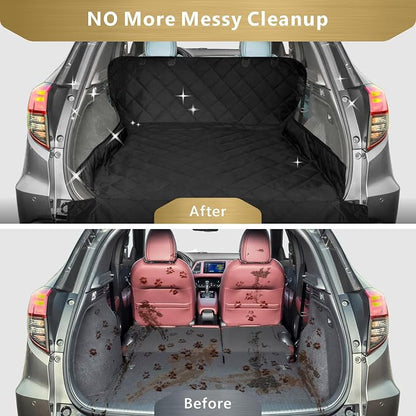 F-color SUV Cargo Liner for Dogs - Heavy Duty Trunk Cover for Full-Size SUV | Pet Cargo Cover with Bumper Flap Protector, Non-Slip Car Trunk Mat, Dog Car Seat Cover Prevents Scratches Pet Hair Mud Dirt - Image 3