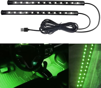 Car LED Strip Light, Interior Car Lights, 12V 24 LED Auto Atmosphere Lamps with Cigarette Lighter, Auto Lamp Ambient Night Light Strip Lighting Kit for Vehicles (USB/Green) by Unknown