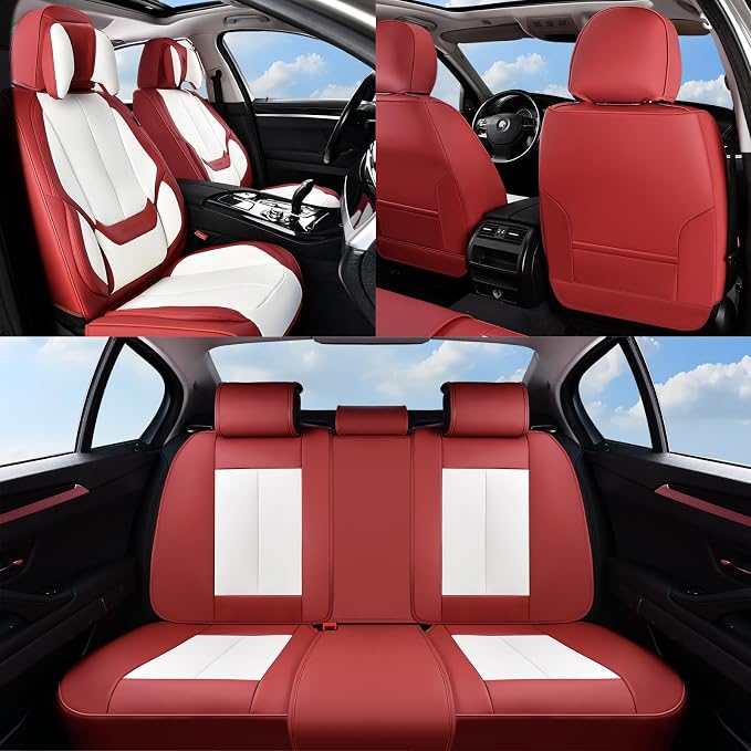 Coverado Car Seat Covers, Seat Covers for Cars, Waterproof Leather Auto Seat Protectors, Leather Car Seat Cushion, Car Interiors Accessories Universal Fit for Most Cars - Image 9