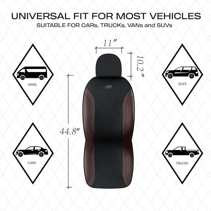 Skechers Work Seat Covers, Leather Car Seat Covers 5-Times Stronger Built-in Webbing, Oxford Fabric Front Seat Cover, Airbag Compatible, Automotive Comfort for Cars, Trucks, SUVs,Brown - Image 4