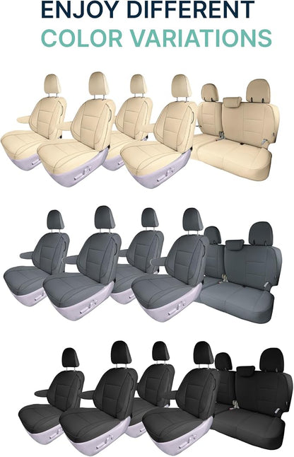 FH Group Custom Fit Car Seat Covers Specifically Made for 2011-2020 Toyota Sienna 7 Passenger, Car Seat Cover Full Set, Automotive Seat Covers in Black Faux Leather, Waterproof and Washable - Image 7