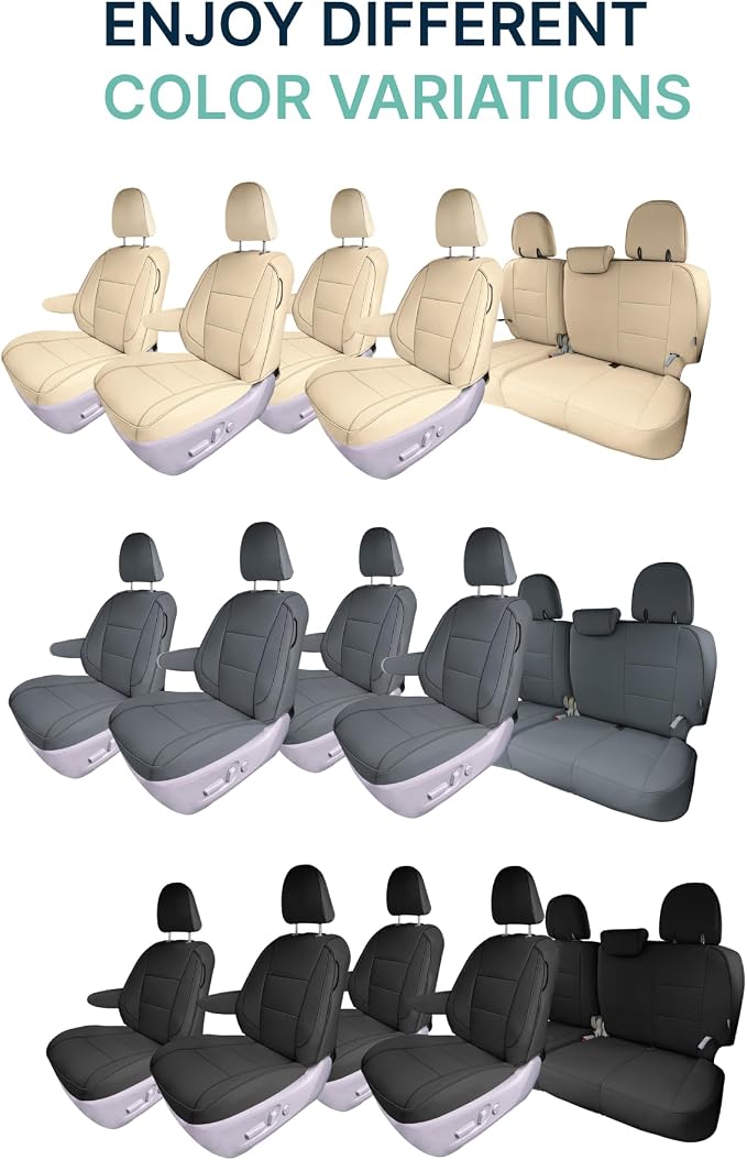 FH Group Custom Fit Car Seat Covers Specifically Made for 2011-2020 Toyota Sienna 7 Passenger, Car Seat Cover Full Set, Automotive Seat Covers in Solid Gray Faux Leather, Waterproof and Washable - Image 7