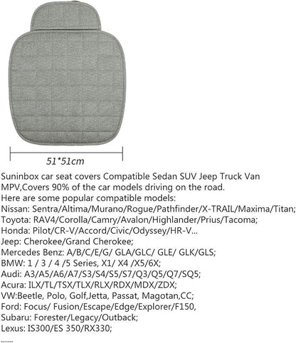 Car Seat Cover,Linen Car Seat Cover Bottom Only 2PCS Gray | For Trucks,SUV,Cooling Universal Car Seat Pad,Seat Cushion Ventilated Front Seat Gray - Image 5