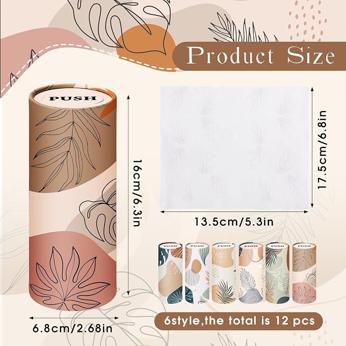 Outus 12 Pcs Boho Car Tissues Cylinder Holder with 3 Ply Facial Tissue Bulk Black White Round Tissue Holder Travel Tissues Boxes Container for Car Cup Wedding Birthday Party - Image 2
