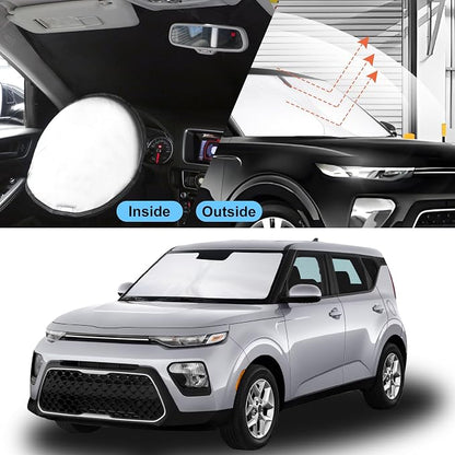 Windshield Sun Shade for 2020-2025 2026 Kia Soul Accessories | Full covered for windshield, Foldable & Durable, Block UV Rays, Reduce Heat, Easy to install, Keep Car Cooler - Image 2