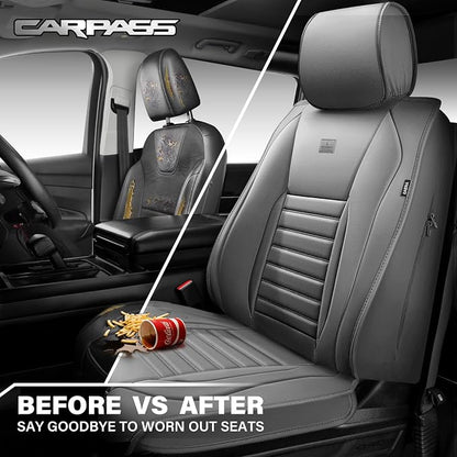 CAR PASS Nappa Leather Car Seat Covers Front Seats, Luxury Seat Protector for Cars, Waterproof Anti-Slip Seat Cushion Airbag Compatible Universal for Sedan SUV Pick-up Truck Automotive Vehicle, Gray - Image 6