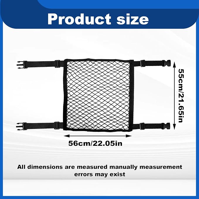 Front Seat Organizer,22" x 22" Front Seats Versatile Elastic Organizers Net, High Elastic Front Seat Organizer Versatile Purse Holder for Most Vehicles - Image 2