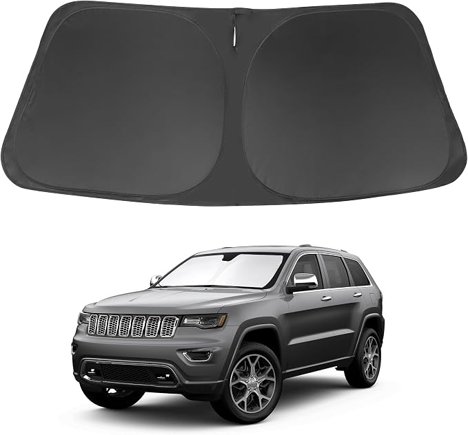 Windshield Sun Shade for 2011-2026 Jeep Grand Cherokee Accessories | Full covered, Foldable & Durable, Block UV Rays, Reduce Heat, Easy to install, Keep Car Cooler by LHFLIVE