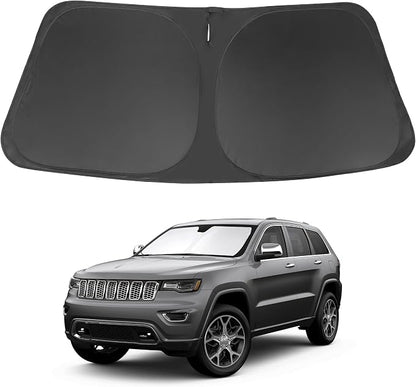 Windshield Sun Shade for 2011-2026 Jeep Grand Cherokee Accessories | Full covered, Foldable & Durable, Block UV Rays, Reduce Heat, Easy to install, Keep Car Cooler by LHFLIVE