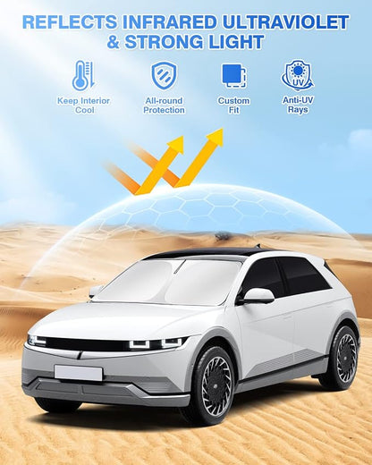 Canvcle Windshield Sun Shade for Hyundai Ioniq 5 2022-2025 2026 Ioniq 5 Accessories Sunshade Side Rear Window Shade Cover Sun Visor Shield Privacy Protection Keep Vehicle Cool Black 6PCS - Image 2