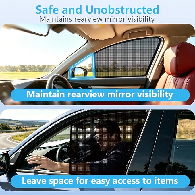 BWEN Magnetic Car Window Sunshade for Hyundai Tucson 2022-2026 Side Front Window Shade for Baby with Breathable Mesh Protection from Heat and Sun Rays for Sleeping Camping Breastfeeding 2 PCS - Image 3