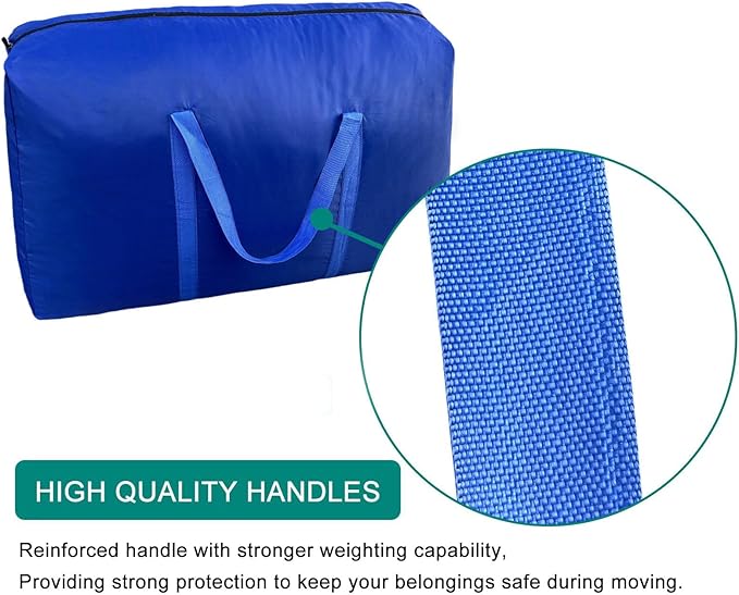 100L Extra Large Storage Bags, Big Moving Bags with Strong Zippers & Carrying Handles, Packing Bags for Moving, Storage, Travel and Camping, Storage Totes For Space Saving (Blue, 2 Pack) - Image 3