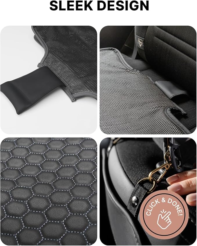 Set Seat Back Organizer & Car Seat Protector Hexy Waterproof & Non-Slip Protector for Child Car Cushion for Leather and Fabric Seats (Black 2pcs) - Image 4