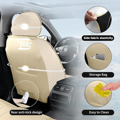 Fit Camry Premium Leather Car Seat Covers for Toyota Camry 2012-2025 2026 - Waterproof，Breathable，All-Weather Seat Cushion Protecto & Airbag Compatible, 2 Front Seat Beige - Image 8