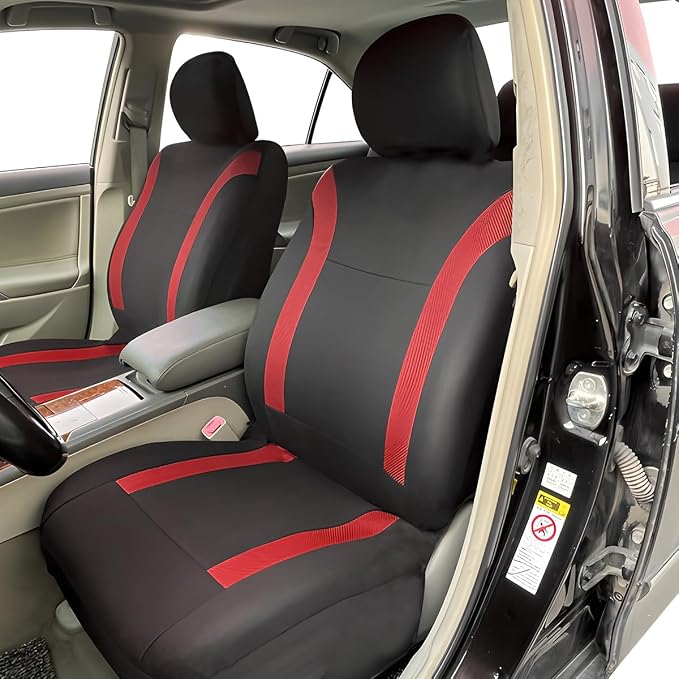 Zpana Car Seat Cover Full Sets, 9PCS Waterproof Vehicle Front and Rear Split Bench Covers with 3D Foam Back Support, Breathable Auto Seat Protective Accessories, Universal for SUV RV Truck (Red) - Image 3