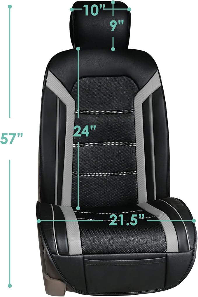 FH Group Car Seat Cover Cushion - 2 Pack Seat Covers for Cars Trucks SUV, Faux Leather Car Seat Cushions, Waterproof Car Seat Cover Cushion, Universal Fit Car Seat protector Front Set Blue - Image 7