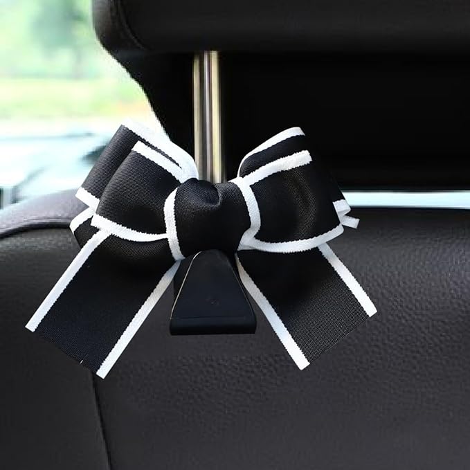 2 Pcs Car Bow Seat Headrest Hook, Multi-Functional Automobile Seatback Hanging Organiser,Car Purse Hooks Fits For Most Cars (Black) - Image 4