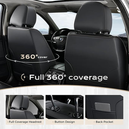 Coverado Nappa Leather Car Seat Covers Front Set, Luxury Waterproof Seat Protectors, Airbag Compatible Anti‑Slip Auto Seat Covers, Universal Fit for Most Cars SUVs Trucks Pickup Vehicles - Image 4