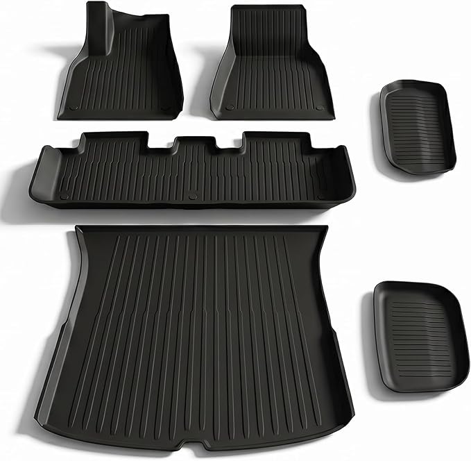 6Pcs Floor Mats for Tesla Model Y 2021/2022/2023/2024 Accessories, TPE All Weather Anti-Slip Waterproof 3D Front Frunk Rear Trunk Cargo Liner Tray Mats by CYBERBEANS%C2%AE