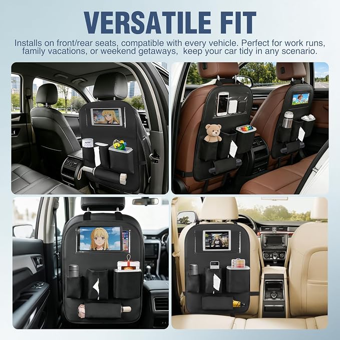 Nilight Car Seat Back Organizer 2PCS Black PU Leather Universal | Cup Holder Tissue Box Removable Bucket Waterproof Multifunctional Storage Bag for Cars Vans SUVs MPVs Pickup Trucks - Image 9