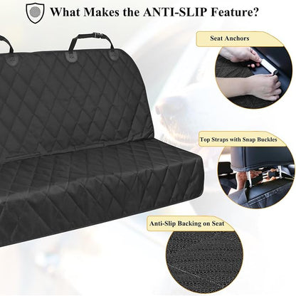 VIVAGLORY Dog Seat Cover Pet Seat Protector, Standard, Black | Backseat Cover for Car Suv & Truck, Back Rear Backseat Bench Protector - Image 3