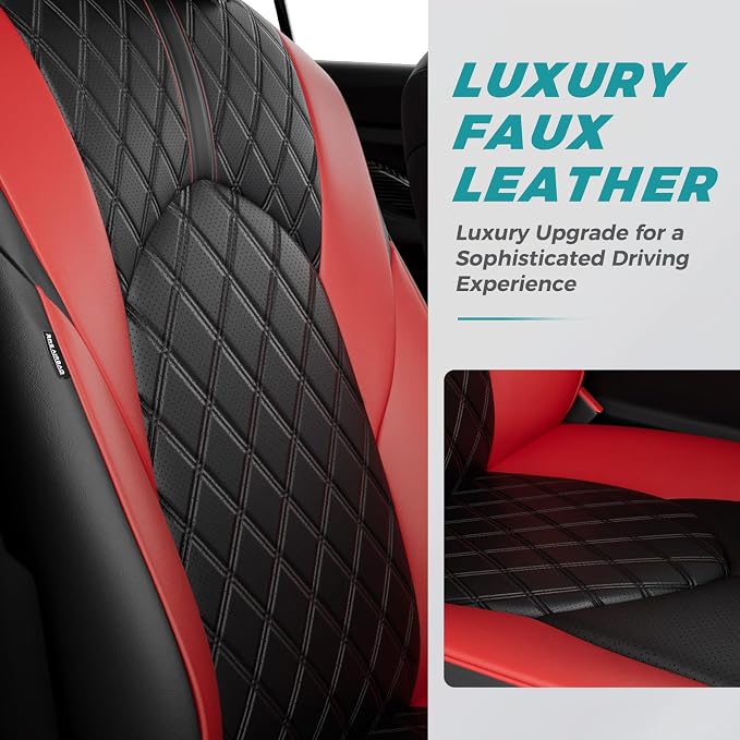 Custom Seat Covers for Toyota Grand Highlander 2024-2026 8 Seats | black red, faux leather, 2nd row 40/60 split bench, waterproof, breathable, airbag compatible, stain resistant - Image 2