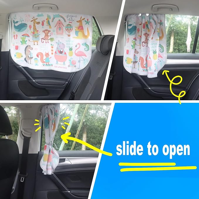 Car Window Shades for Side Windows Baby and Kids,Car Back Window Sun Shade Covers,Strong Magnetic Sunshades Curtains for Truck,27.5" x 19.5" (Animal Friends) - Image 4