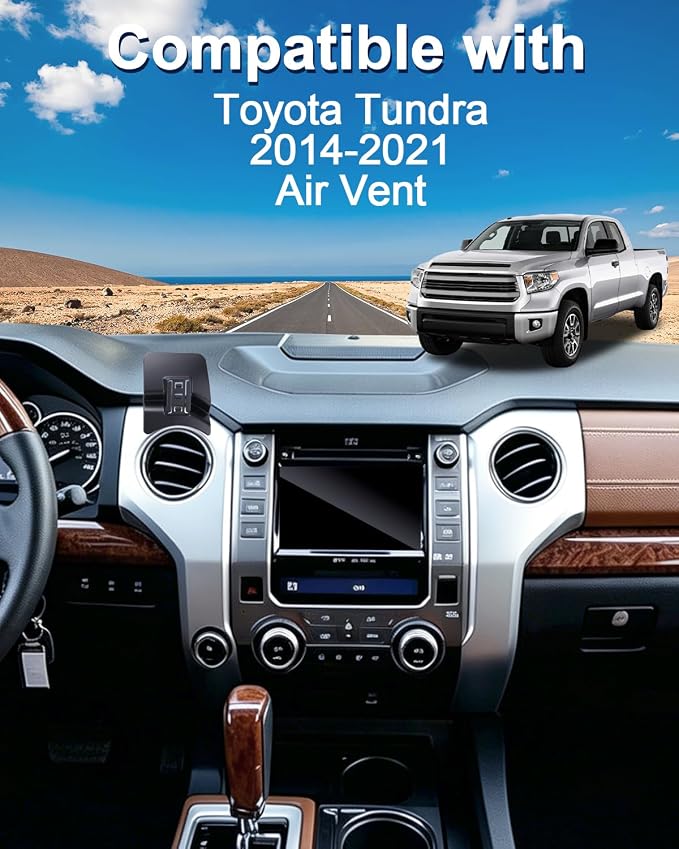 PZK Car Phone Mount for Toyota Tundra 2014-2021 Accessories Custom Air Vent | Magnetic 15W Fast Wireless Charger Car Phone Holder 360° Rotation Hands Free Fixed Clip Magsafe Tundra Cell Phone Cradles - Image 2