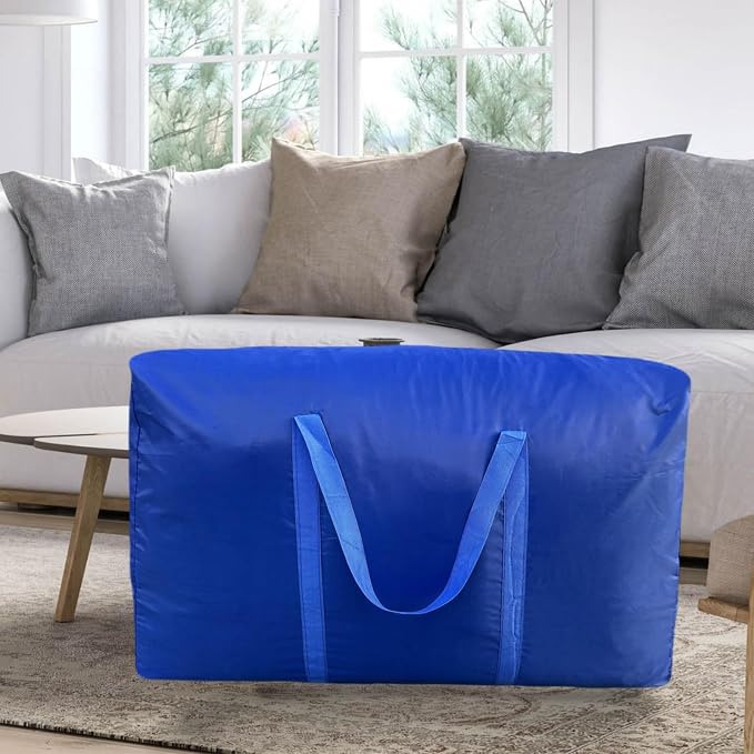 100L Extra Large Storage Bags, Big Moving Bags with Strong Zippers & Carrying Handles, Packing Bags for Moving, Storage, Travel and Camping, Storage Totes For Space Saving (Blue, 2 Pack) - Image 6