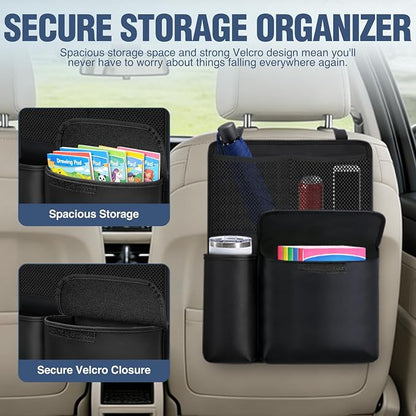 Nilight Car Seat Back Organizer 2PCS Black PU Leather Universal | Multi Pockets Foldable Waterproof Scratch Resistant Hanging Storage Bag for Cars Vans SUVs MPVs Pickup Trucks - Image 8