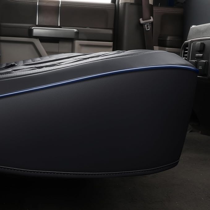 Huidasource Tacoma Rear Seat Covers, Automotive Leather Car Back Seat Cover Fit for 3rd Gen Toyota Tacoma 2016-2023 Double & Crew Cab SR SR5 Limited TRD Sport/Pro/Off Road (Back Row/Black&Blue) - Image 9