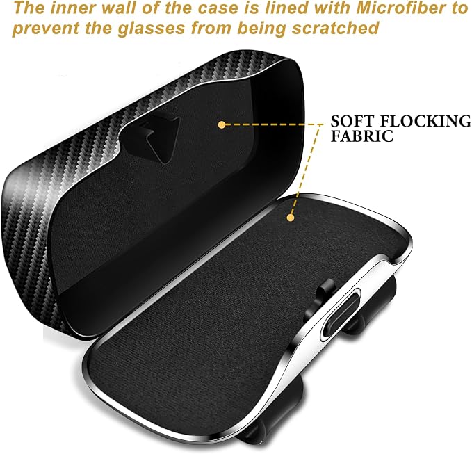 Sunglass Holder for Car Visor, Car Sunglass Holder Case | Push-button visor sunglass holder，Full Wrap Dustproof Sunglass Case with Anti-Scratch Lining, Suitable for Trucks, Sedans - Image 4