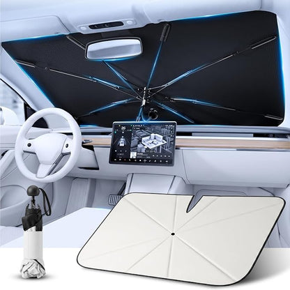 2026 Upgraded Car Umbrella Windshield Cover Sun Shade for Truck&SUV&RV (Ford/GMC/Jeep etc) | Reliable UV Blocker&Heat Shield | Foldable Sun Blocker | Keep Cool&Protect Interior | Large（61"x34"） by PEMOTech