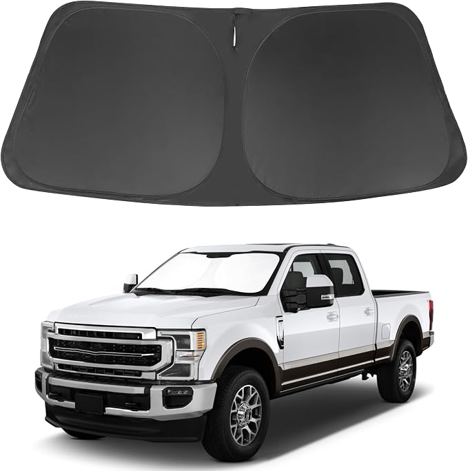 Windshield Sun Shade for 2017-2026 Ford F250 F350 F450 F550 | Full covered for windshield, Foldable & Durable, Block UV Rays, Reduce Heat, Easy to install, Keep Car Cooler by LHFLIVE