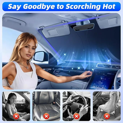 Windshield Sun Shade for Toyota Highlander 2020-2026 Front Window | Windshield Sunshield, Foldable Automatic Car Sunshade with Steering Wheel Cover, UV Protection Keeps Car Cooler - Image 5
