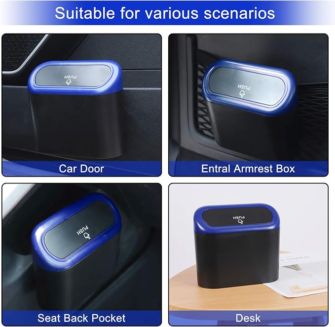 Accmor Car Trash Can with Lid, Waterproof Vehicle Trash Bin Car Dustbin Garbage Organizer Storage, 2 Pack Mini Garbage Bin Trash Container for Auto Cars, Home, Office - Image 6