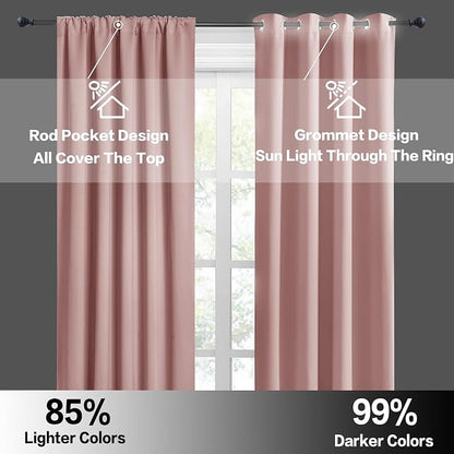RYB HOME Kitchen Blackout Window Curtains Over Sink 36 inch Length | Summer Light UV Blocking, Energy Efficient, Cabinet Shelf Cupboard Blinds Window Coverings, W29 x L36, Peach Blush, 2 Panels - Image 5