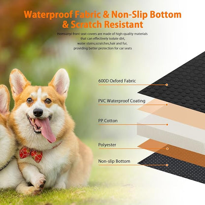 1 Pack Front Seat Car Cover, Waterproof Dog Car Seat Cover, Non-Slip & Scratch-Proof, Pet Car Seat Protector with Side Flaps and Storage Pocket, Car Seat Cover for Most Cars, Trucks and SUVs - Image 7