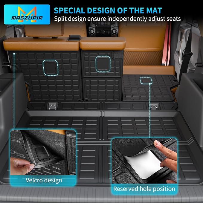 Cargo Mat & Backrest Mats for 2010-2024 Toyota 4Runner 5 Seat | Fit without Sliding Tray, Trunk Mat Cargo Liner TPE All Weather Back Seat Cover Protector 2023 Toyota 4 Runner Accessories - Image 3
