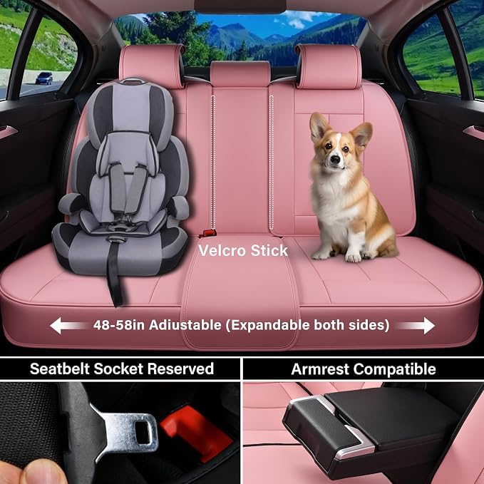 Coverado Car Seat Covers, Seat Covers for Cars, Waterproof Leather Auto Seat Protectors, Leather Car Seat Cushion, Car Interiors Accessories Universal Fit for Most Cars - Image 3
