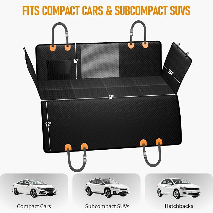 PROZAR Dog Car Seat Cover for Back Seat, Hard Bottom Back Seat Extender | Back Seat Pet Cover for Dogs - Supports 400lbs, Waterproof Heavy Duty Scratch Resistant, Dog Hammock for Car, SUV & Trucks - Image 3