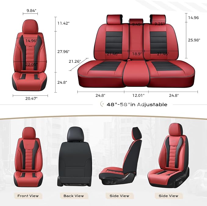 Coverado Car Seat Covers Full Set, Seat Covers for Cars, Front Seat Covers and Back Seat Cover Waterproof Leather Automotive Seat Cover, Universal Car Interior Protectors Cushion for Most Cars - Image 7