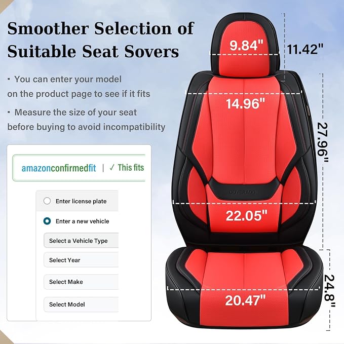 Coverado Car Seat Covers, Seat Covers for Cars, Waterproof Leather Auto Seat Protectors, Leather Car Seat Cushion, Car Interiors Accessories Universal Fit for Most Cars - Image 5