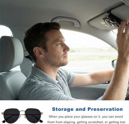 2 PCS Sunglass Holder for Car Sun Visor, Vehicle Interior Visor Eyeglasses Hanger with Sponge Pad, One-Handed Operation Sun Shade Glasses Organizer for Car SUV Truck - Image 6